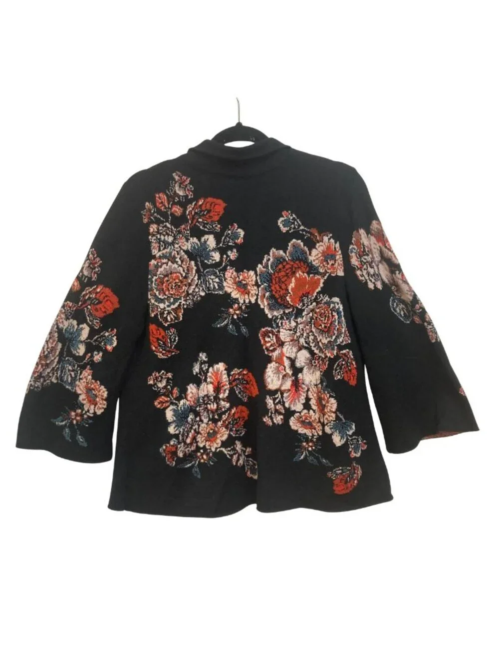 Moulinette Soeurs By Anthrpologie Black Floral Long Sleeved Jacket Size M